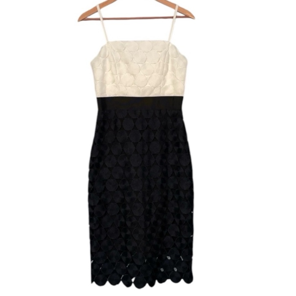 MILLY Pversized Dot Embroidered Combo Navy White Dress